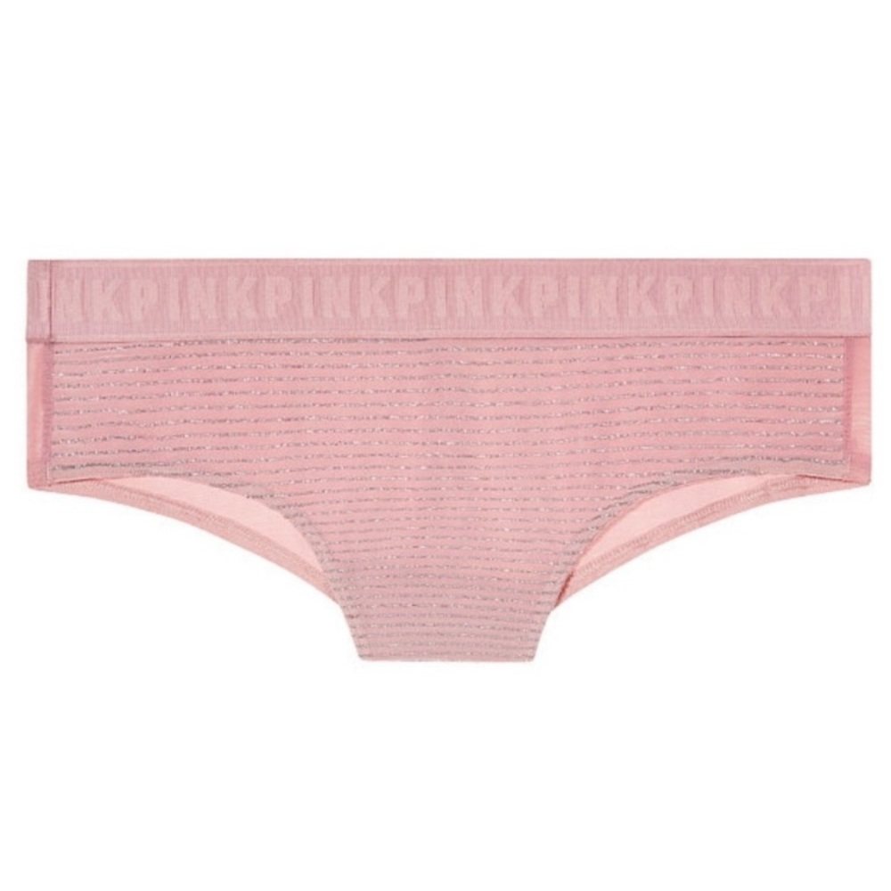 *3 for $30!* Victoria’s Secret PINK Logo cheekster panties rose gold glitter S - Picture 2 of 5